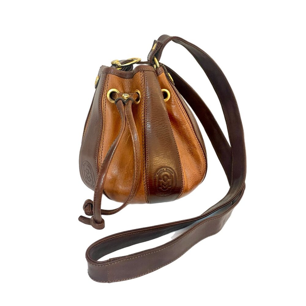 Marino Orlandi Two Tone Brown Leather Bucket Bag